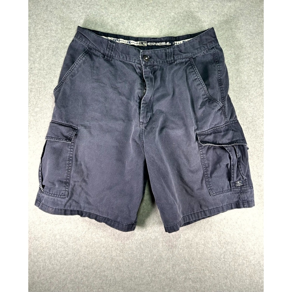 Faded O'Neill Cargo Shorts Mens 34 Navy Blue Cotton Flat Front Hiking Camping